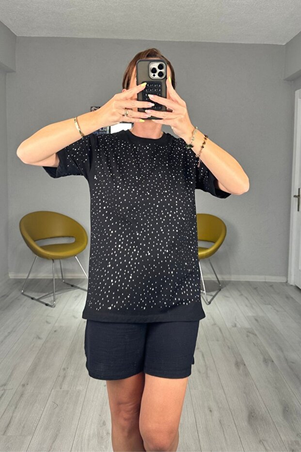 Stone Embroidered Basic T-Shirt - 7