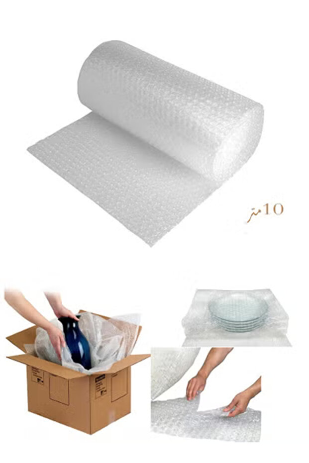 رول فقاعات بابلز بلاستيك شفاف مرن متعدد الاستخدام بطول 10 متر - 1