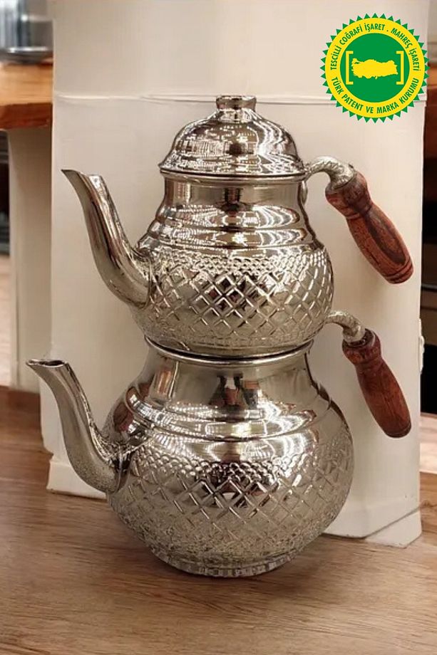BAKIR PİRAMİT İŞLEME GÜMÜŞ ÇAYDANLIK - 1