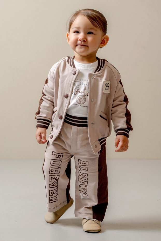 Baby Girl Casual College Three-Piece Tracksuit Set