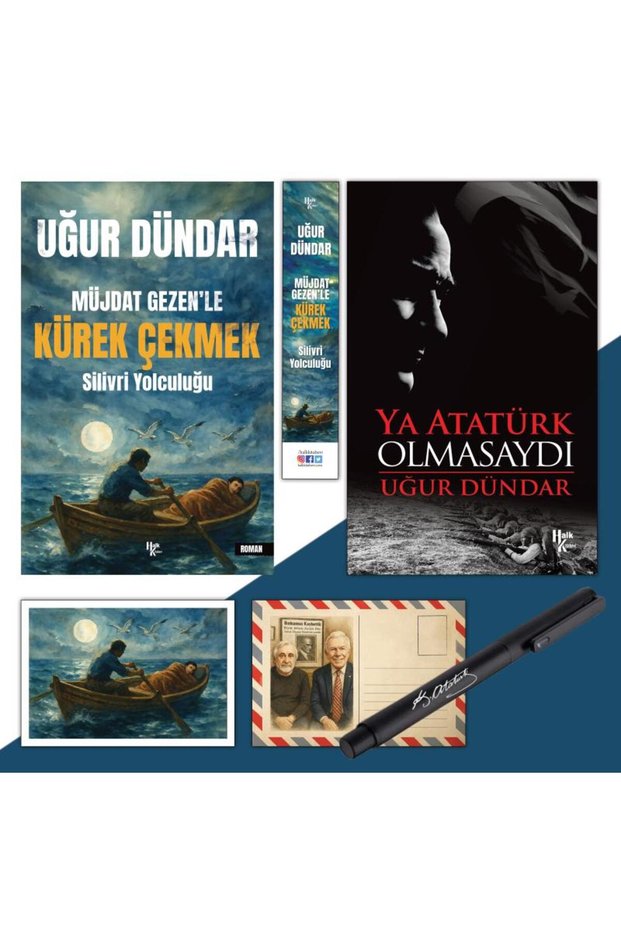 Müjdat Gezenle Kürek Çekmek - Bookmark - Postcard and Ya Atatürk Olmasaydı - Ataturk Signature Printed Pen