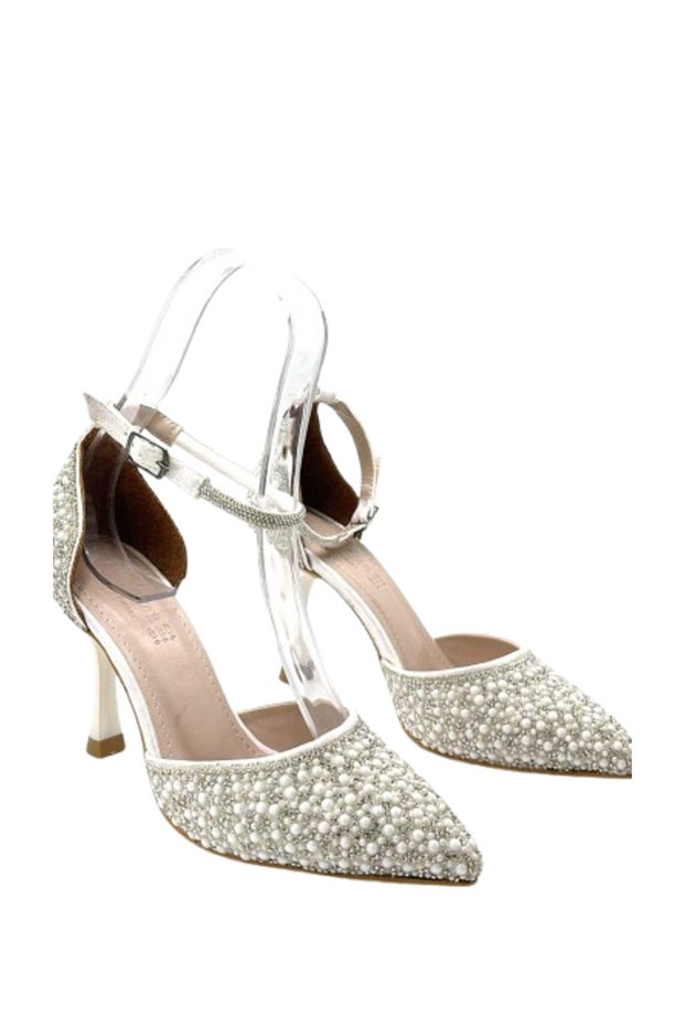 Kindep (oz Maça) Pearl Detailed Heeled Women's Evening Dress Shoes White