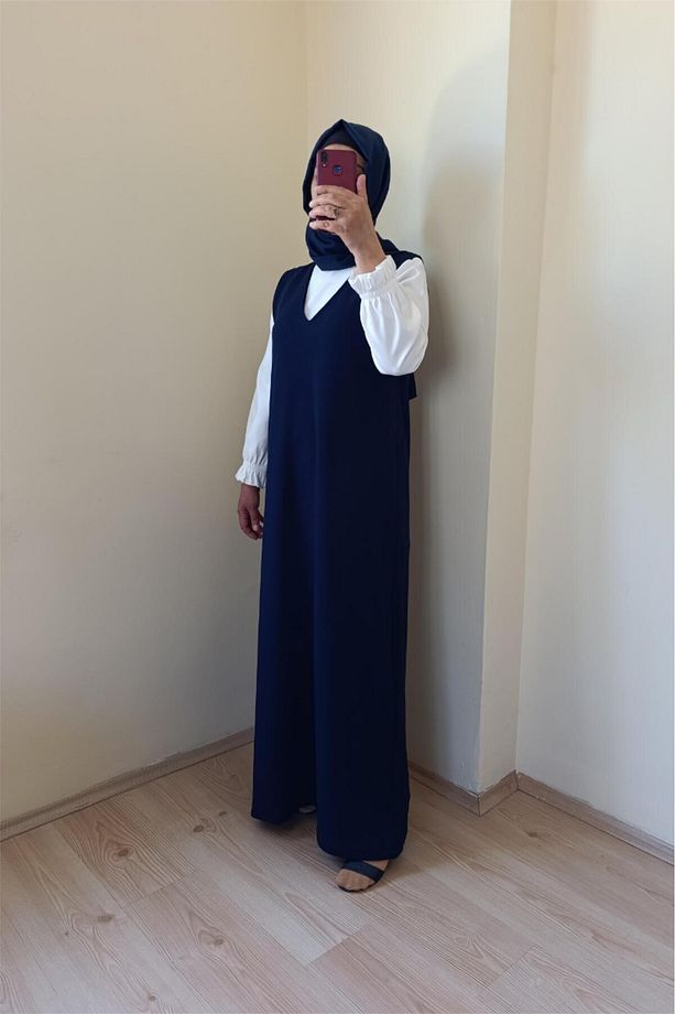 Kadın Jile Elbise V yaka - 1