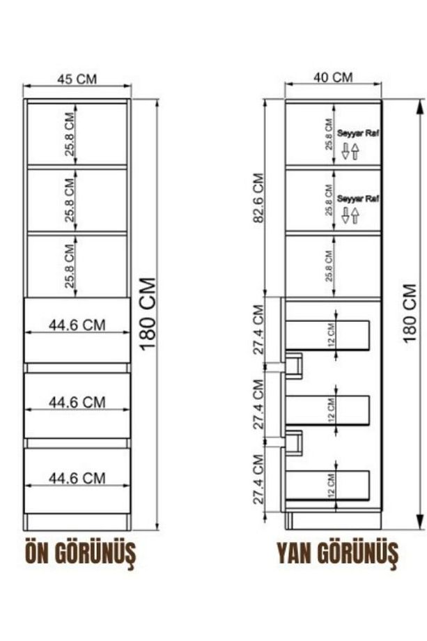 Eylül Çok Amaçlı Dolap 2 Raflı, 3 Çekmeceli, Ekonomik, Modüler, Banyo Mutfak Dolabı - 4