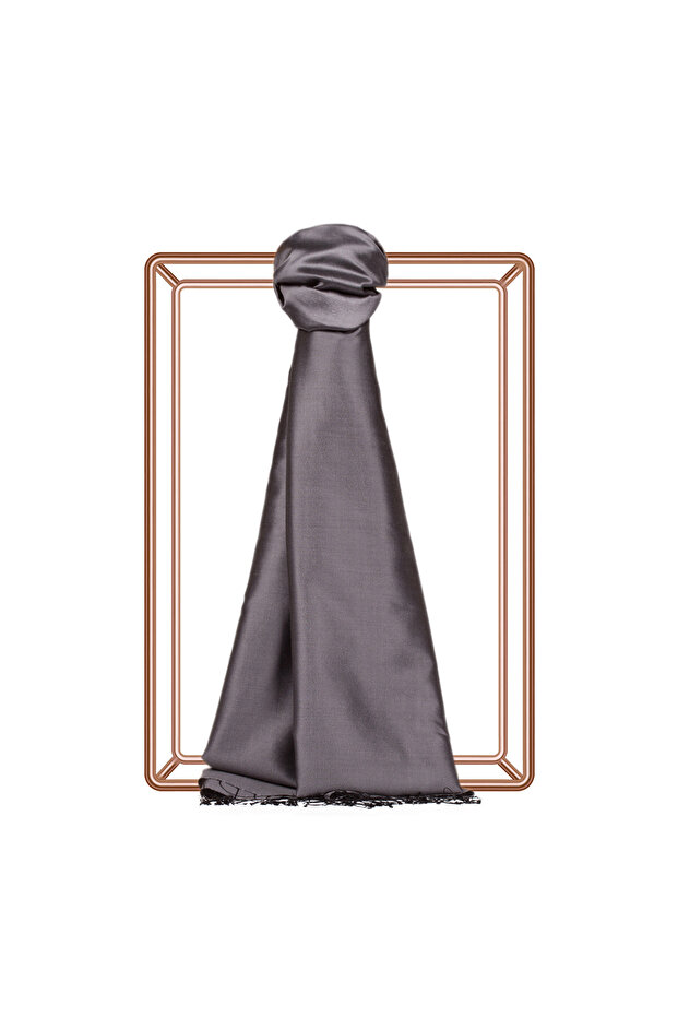 Silver Plain Silk Shawl - 1