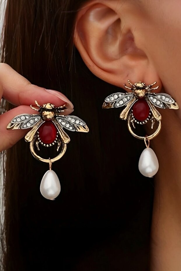 Queen Bee Women's Large Size Steel Earrings