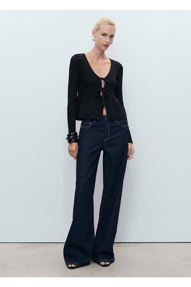 Bağ detaylı triko hırka - 2