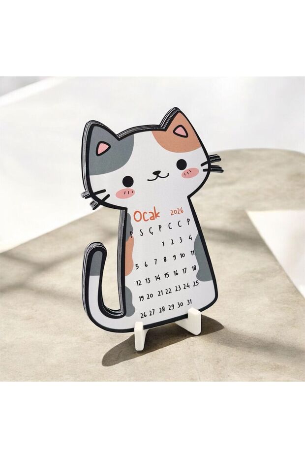 2026 Takvim - Kedi Masaüstü Takvim- Standlı Takvim - 2