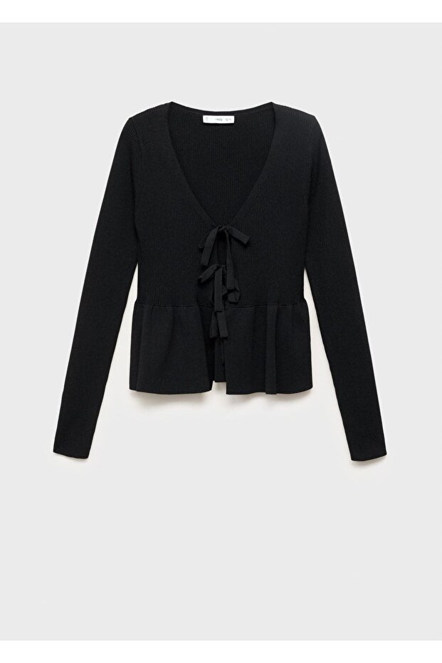 Bağ detaylı triko hırka - 3