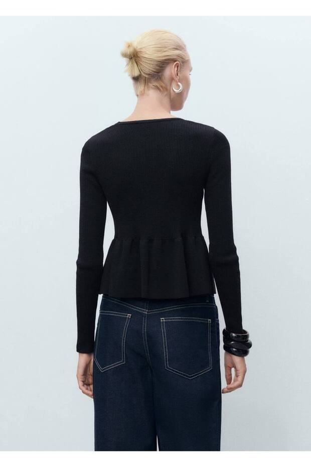 Bağ detaylı triko hırka - 4