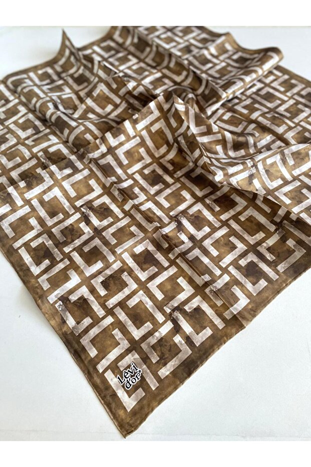 Tivil Pure Silk Scarf 49252 Mustard Mixed Pattern