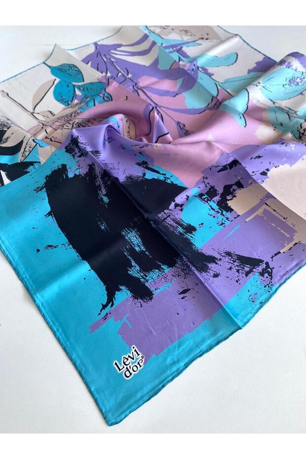 Tivil Pure Silk Scarf 49276 Blue Mixed Pattern