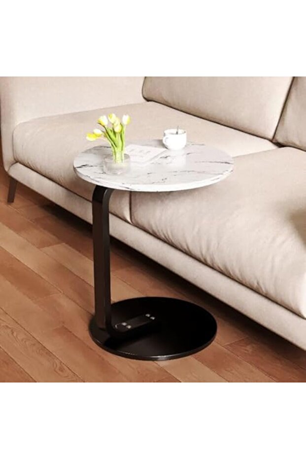 Round Bedside Table, Coffee Table, Living Alone, Scandinavian Style, Easy to Assemble, Compact, Ligh