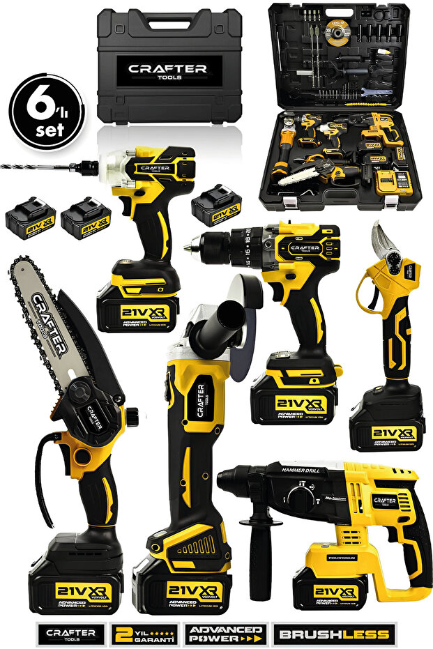 21V Profesyonel Hilti Matkap Somun Sıkma Makas Testere Taşlama 6'lı Set - 1