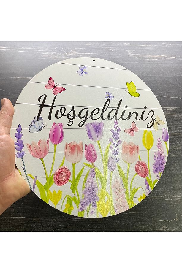 Hoşgeldiniz Kapı Süsü 2D Çiçekler Baskı Kapı Süsü - 2