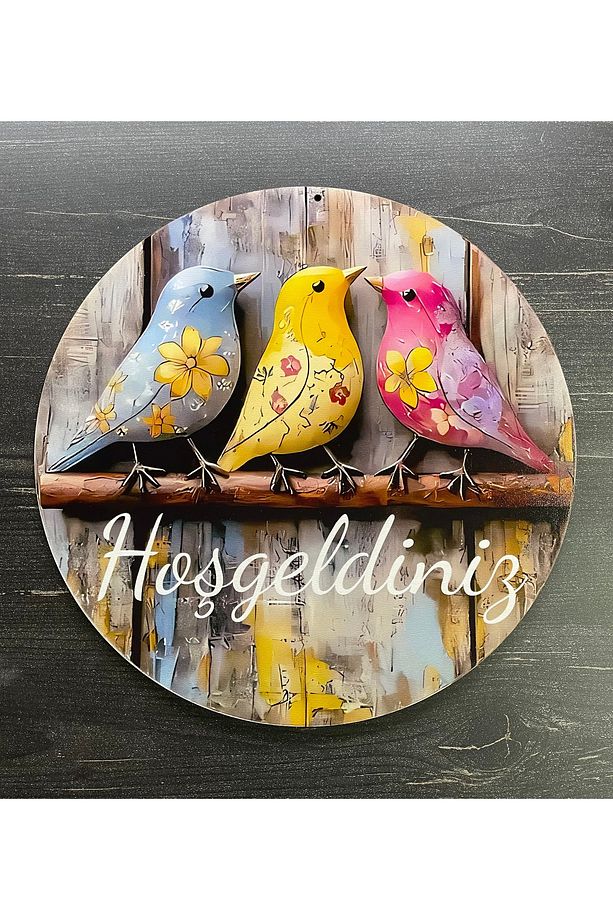 Hoşgeldiniz Kapı Süsü 2D Kuşlar Dekoratif Baskı Kapı Süsü - 1