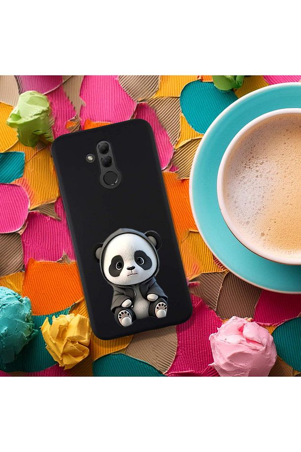 Huawei Mate 20 Lite ile Uyumlu Sevimli Panda (0214d) Tasarımlı Siyah Lansman Kılıf - 5
