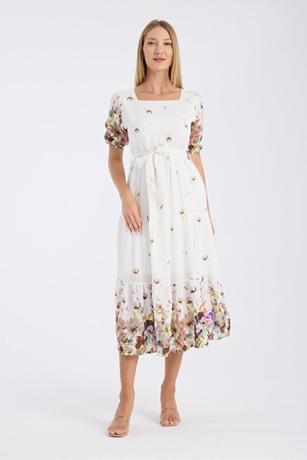 فستان مزخرف بحزام - 5