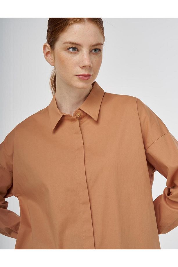 Rahat Kesim Pamuklu Tunik Camel - 7