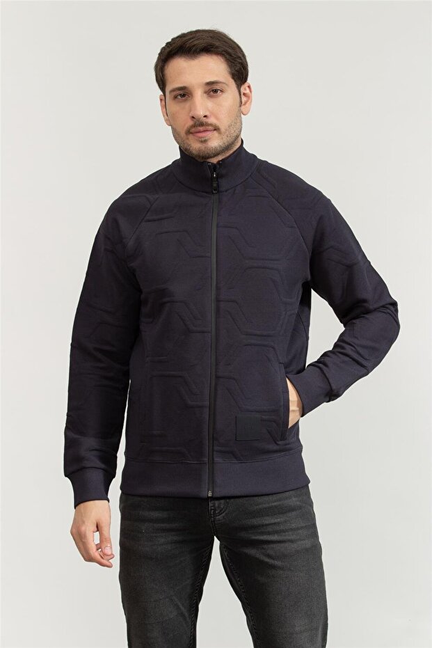 Erkek Fermuarlı Sweatshirt - 1