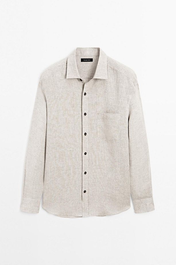 %100 keten regular fit gömlek - 5