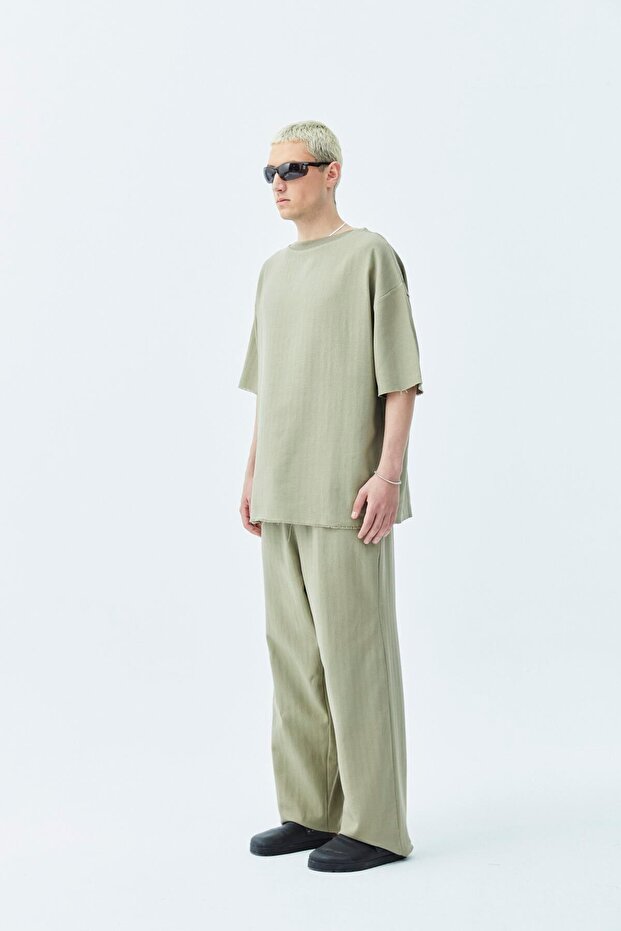 Basıc Oversize Keten Takım Haki - 7