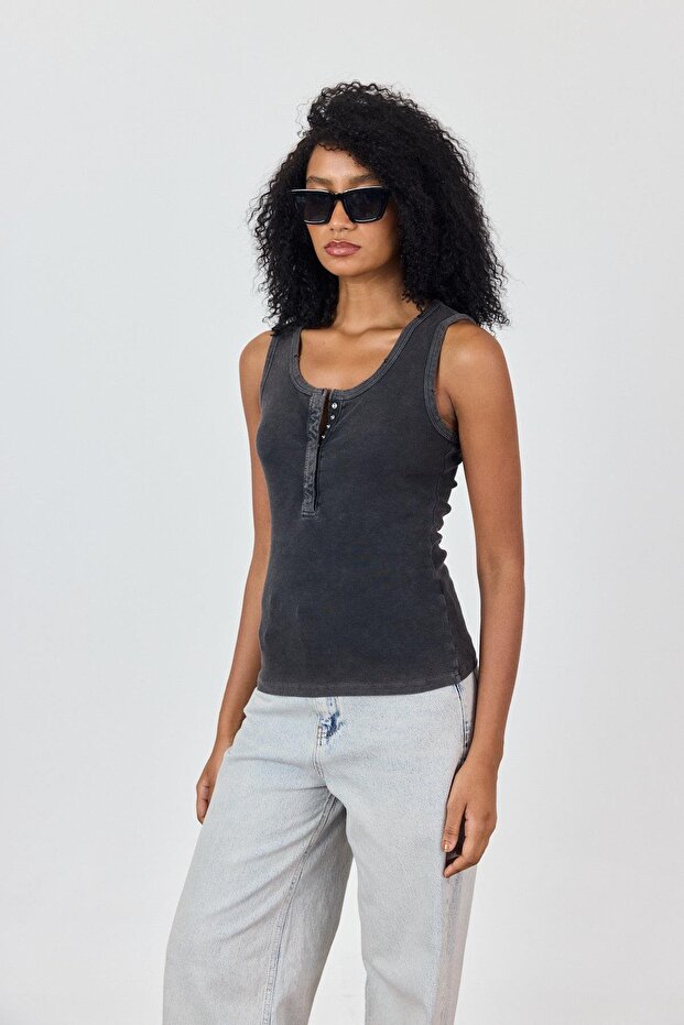 Μπλούζα Anthracite Faded Effect Snapback - 2