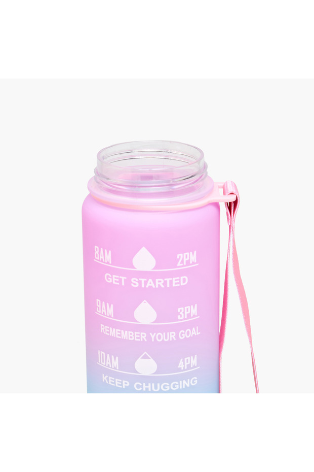 Printed Sipper Water Bottle with Push Button and Strap Handle - 1 L - 5