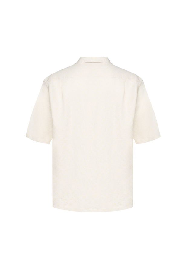 Erkek Rahat Kalıp Monogram Logolu Kısa Kollu Krem Gömlek 50539650-311 - 2