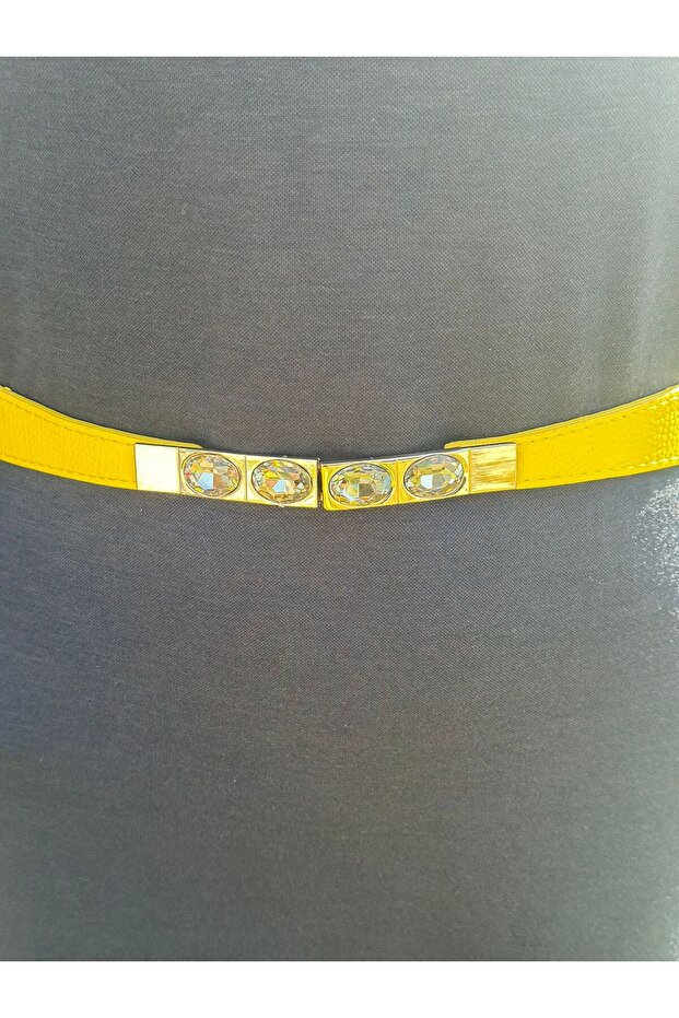 73X3 cm Glass Stone Buckle Elastic Women's Belt