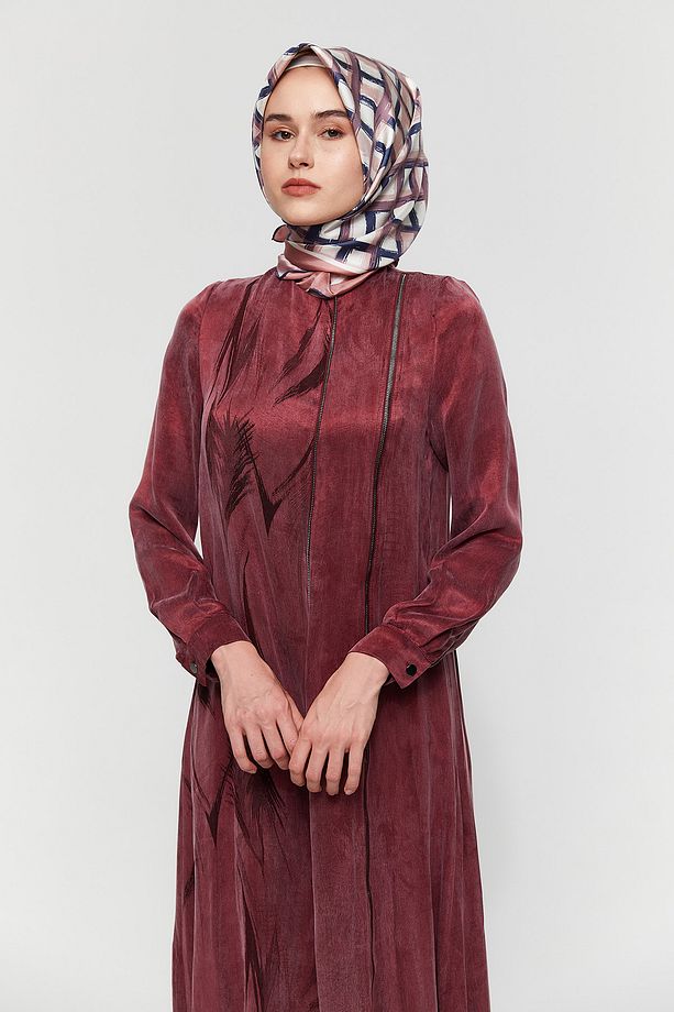 Süs Fermuarlı Lyocell Elbise - 4