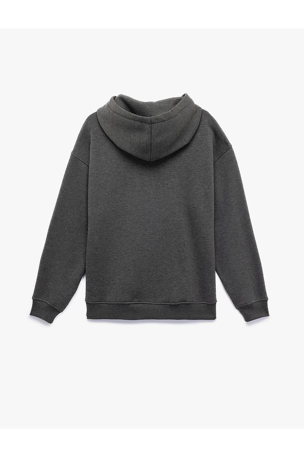 Şardonlu Uzun Kollu Kapüşonlu Oversize Sweatshirt - 2