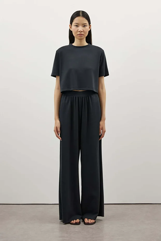 Kısa Kollu Modal Crop Tshirt - 1