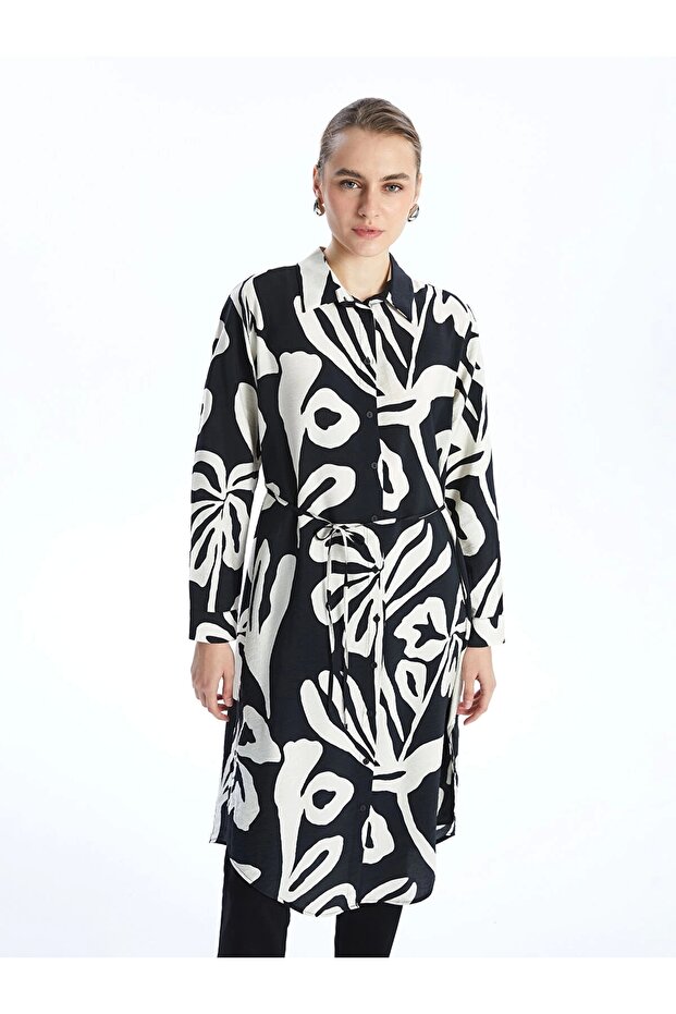 Lcwaikiki Classic Black Print Women's Shirt Tunic