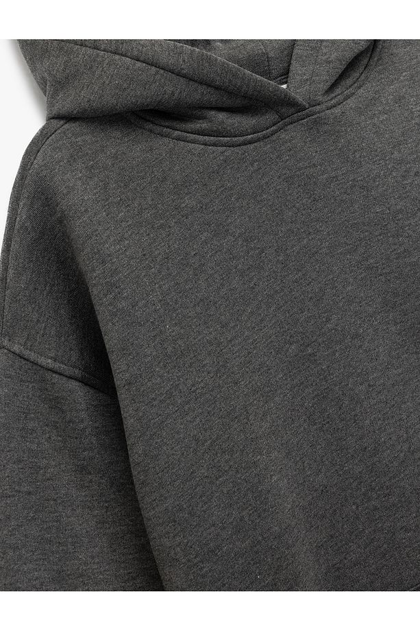 Şardonlu Uzun Kollu Kapüşonlu Oversize Sweatshirt - 3