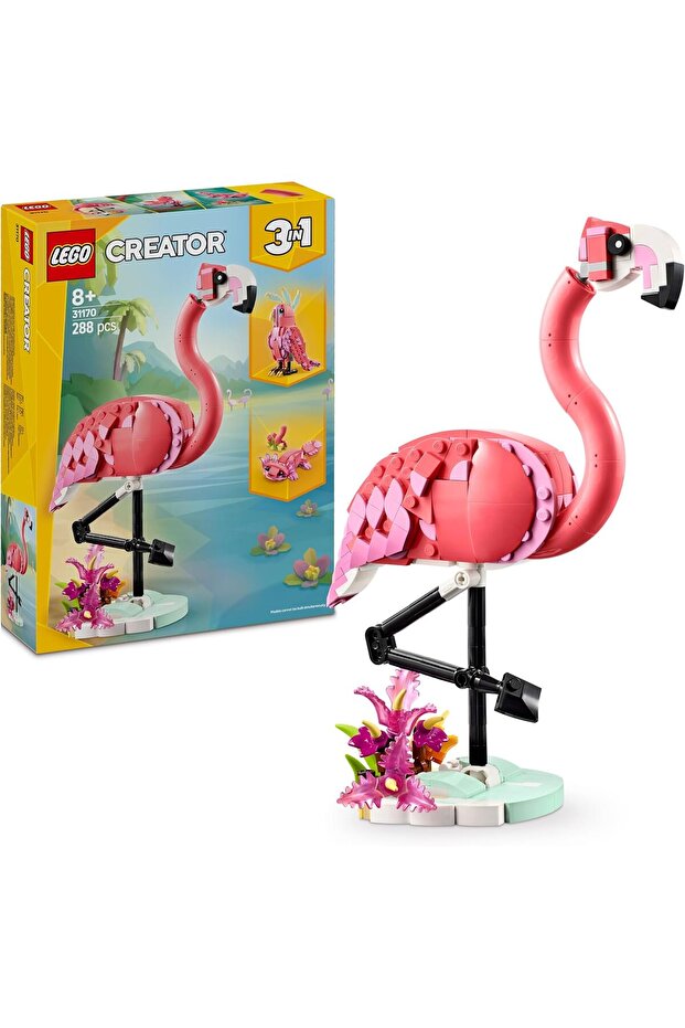 LEGO Creator 3in1 Wild Animals: Pink Flamingo Toy - Transforms into a Cockatoo Parrot Figure or Axol - 1
