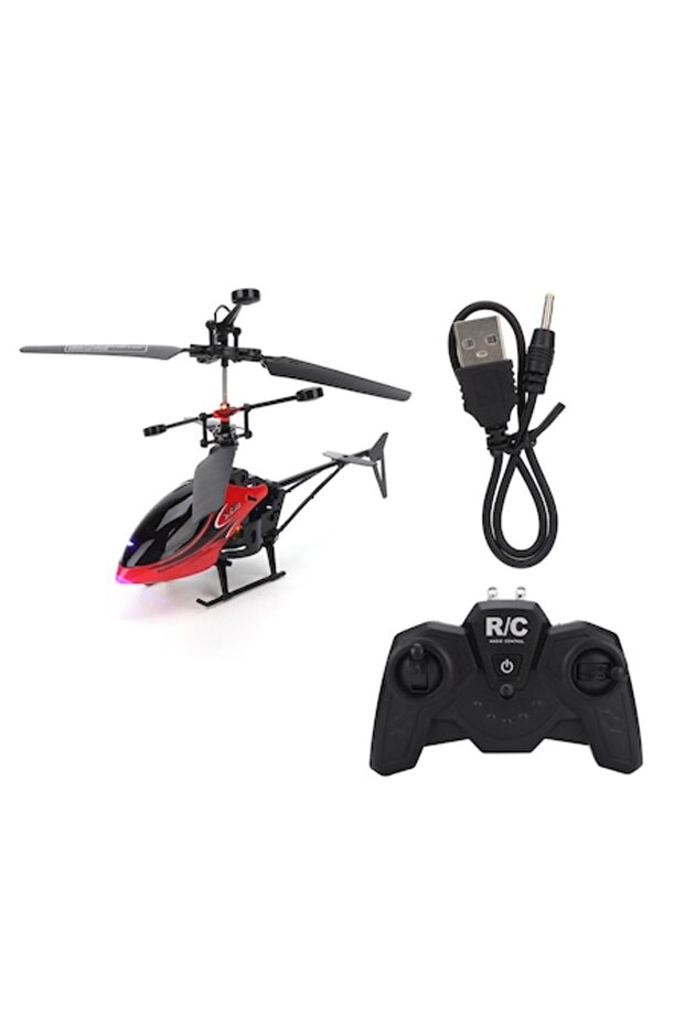 Remote-Controlled Helicopter Jormftte, Mini, LED, Red, Set - 1
