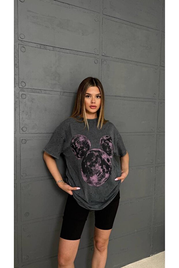 Mickey Yıkamalı Tshirt