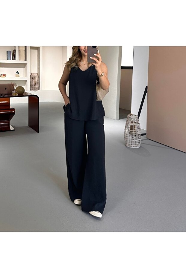 طقم بنطلون مزدوج بحمالات سميكة - 3