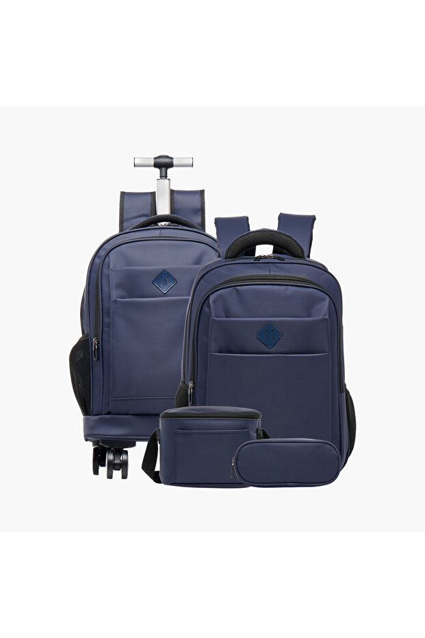 Solid Lunch Bag with Zip Closure and Strap - 6