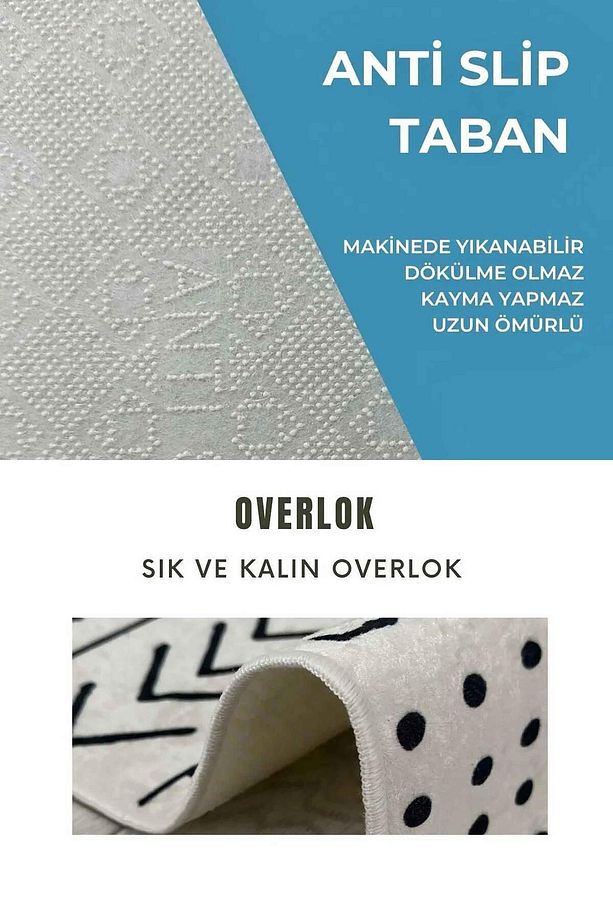 Kaymaz Taban Yıkanabilir Halı – Mutfak, Salon, Yatak Odası için Modern Dijital Baskı Halı (SLNHALI35 - 4