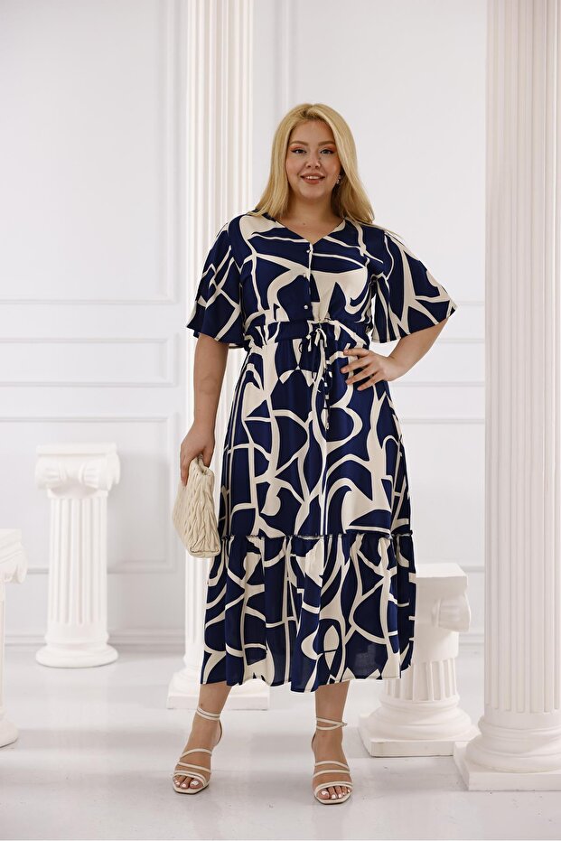 Plus Size Elastic Waist Skirt Pleated Dress