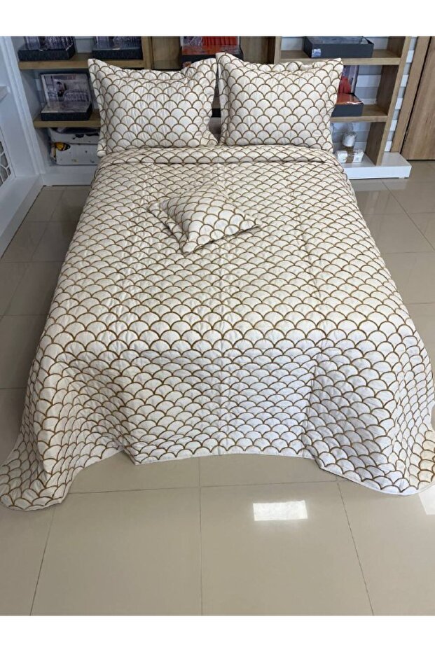 Şönil İşlemeli Lüks Yatak Örtüsü Seti - 250x250 cm | 4 Parça - 6