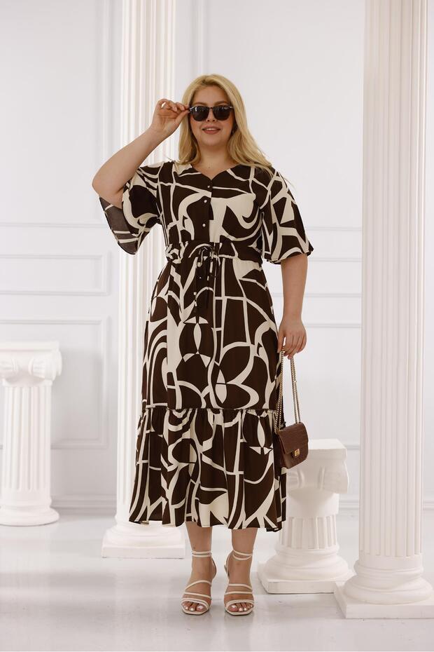 Plus Size Elastic Waist Skirt Pleated Dress