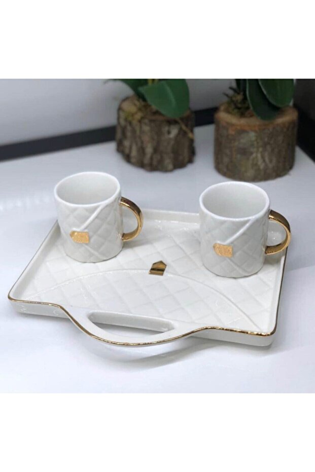 Porcelain Bag Figured Groom Coffee Cup Set of 2