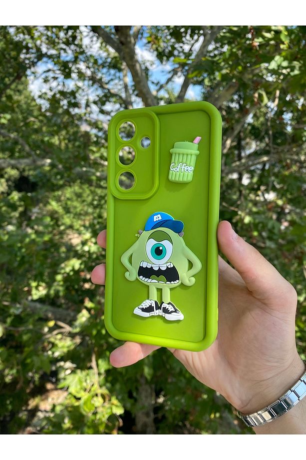Galaxy S24 Plus Ve S25 Plus Uyumlu Sevimli Canavar 3D Figürlü Darbe Korumalı Silikon Kılıf Yeşil - 1