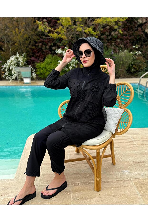 SW36.302 MOODBASİC TAŞLI AKSESUARLI TESETTÜR MAYO - 1