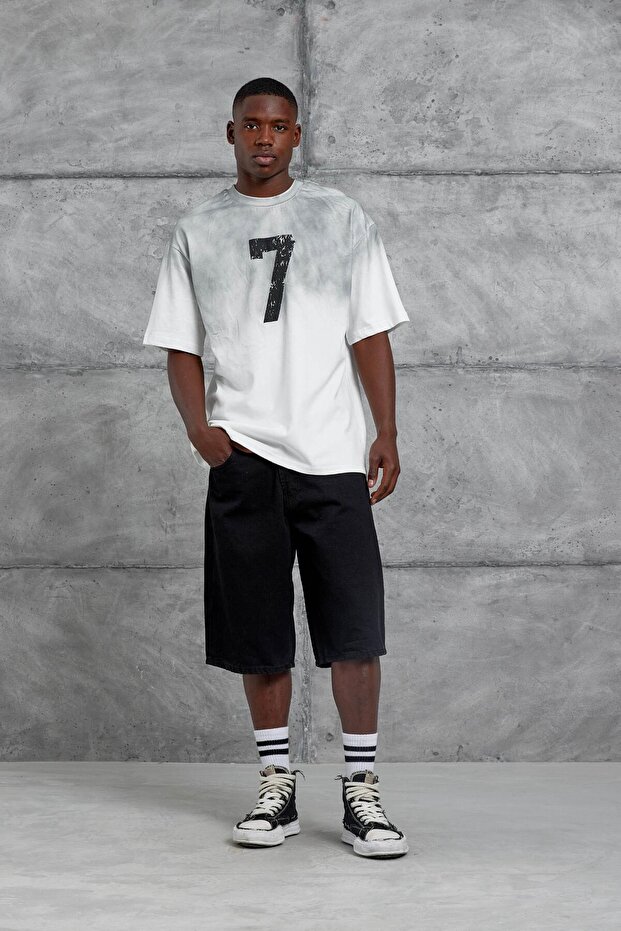 Beyaz 7 Numara Oversize Tshirt - 4