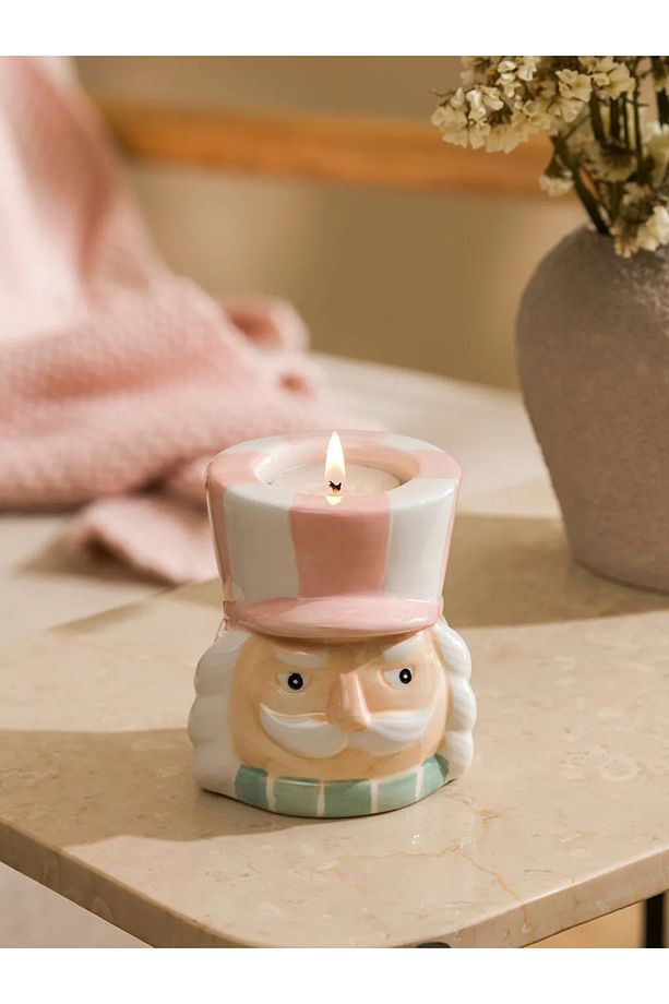 LCW HOME Pembe Yılbaşı Temalı Seramik Mumluk 10 cm - 1