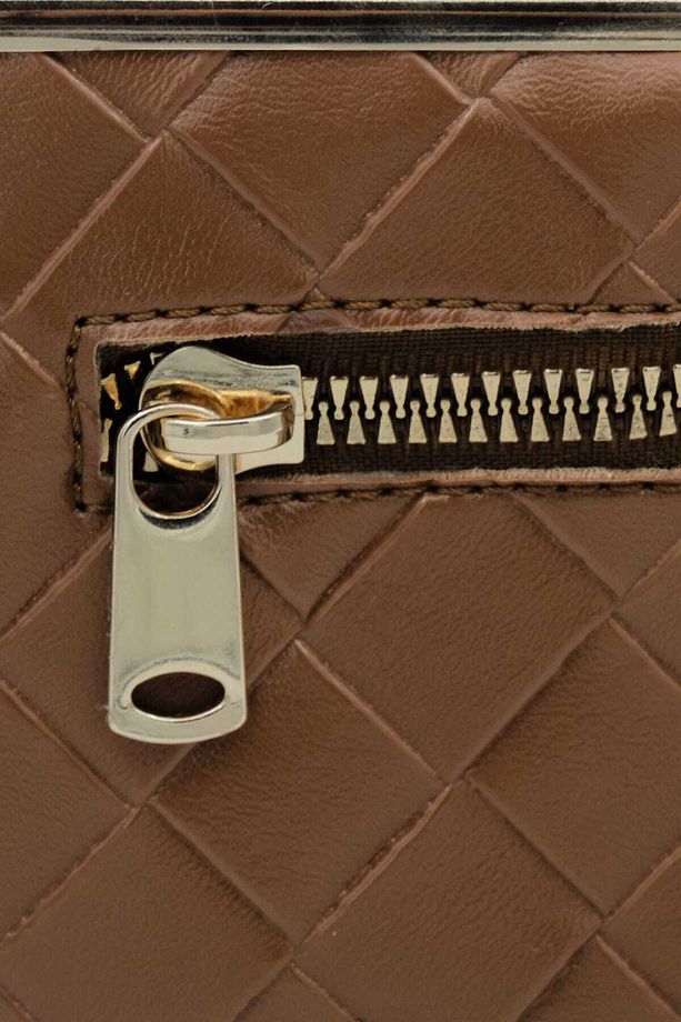 Taba Kapitone Örgü Desen Klipsli Vintage Cüzdan C29 - 8